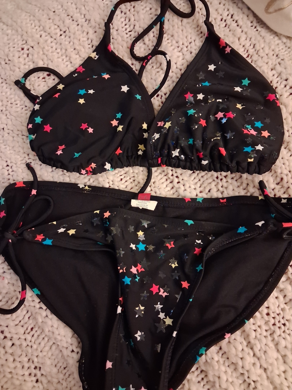 OP Black Bikini with Multicolor Star Print
